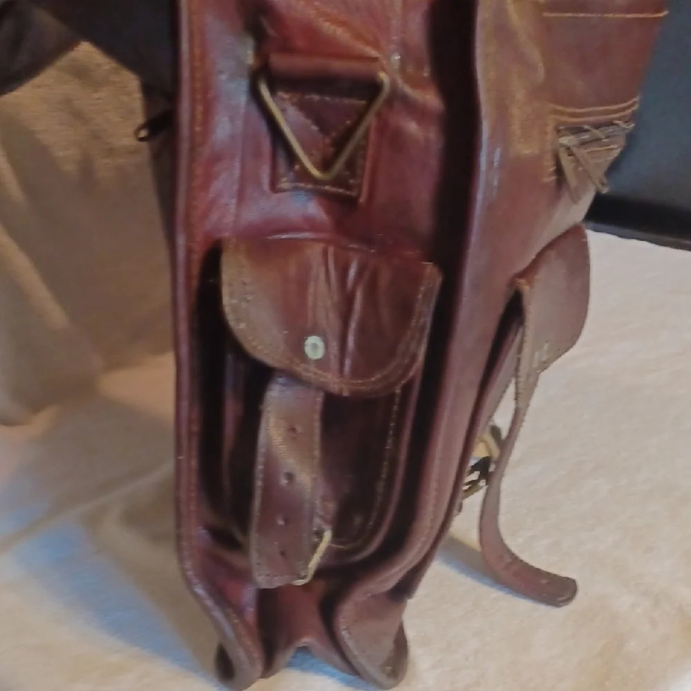 Vintage Brown Leather Messenger Bag Brief Case CUERO